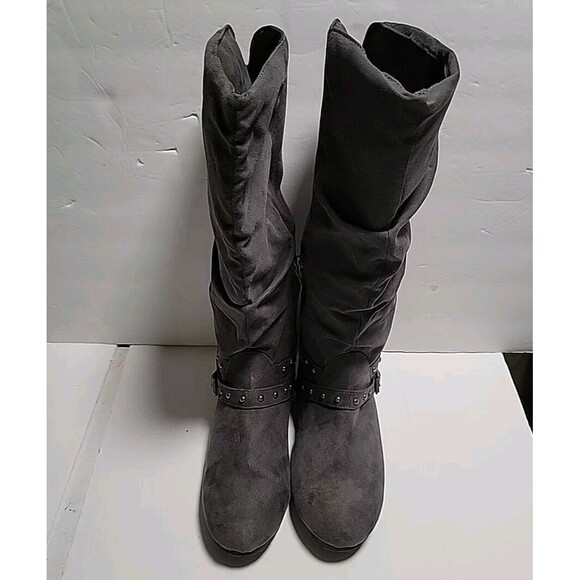 SO Rebecca Grey Women tall Trey suede boots Sz 11 partial zip up - Picture 1 of 8